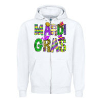 White Western Mardi Gras Zipper Hoodie - BundleAndBundleShop