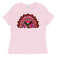 Bubblegum Pink valentine's day baby cow rainbow Ladies Tee - RanaPortraitStore