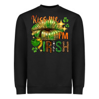 Black kiss me im irish with lip Heavyweight Sweatshirt - NancyCooperArtShop