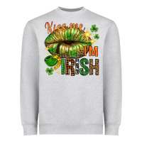 Heather Grey kiss me im irish with lip Heavyweight Sweatshirt - NancyCooperArtShop