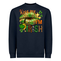 Navy kiss me im irish with lip Heavyweight Sweatshirt - NancyCooperArtShop