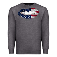 Charcoal Heather Lips American Flag Premium Sweatshirt - Bettercallsaul