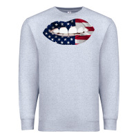 Heather Grey Lips American Flag Premium Sweatshirt - Bettercallsaul