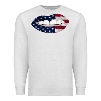 Oatmeal Heather Lips American Flag Premium Sweatshirt - Bettercallsaul