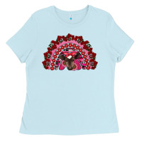 Baby Blue valentine's day baby cow rainbow Ladies Tee - RanaPortraitStore