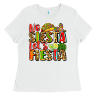 White no siesta let's fiesta Ladies Tee - Zillion Design Studio