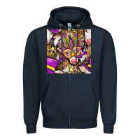 Navy Mardi Gras cow with carnival mask seamless pattern Zipper Hoodie - BundleAndBundleShop