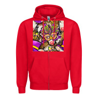 Red Mardi Gras cow with carnival mask seamless pattern Zipper Hoodie - BundleAndBundleShop