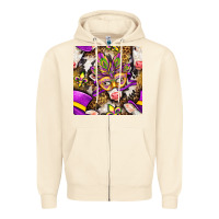 Sandshell Mardi Gras cow with carnival mask seamless pattern Zipper Hoodie - BundleAndBundleShop