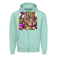 Mardi Gras Cow With Carnival Mask Seamless Pattern Zipper Hoodie | Teevron