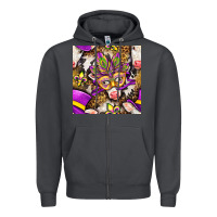 Smoke Mardi Gras cow with carnival mask seamless pattern Zipper Hoodie - BundleAndBundleShop