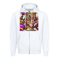 White Mardi Gras cow with carnival mask seamless pattern Zipper Hoodie - BundleAndBundleShop