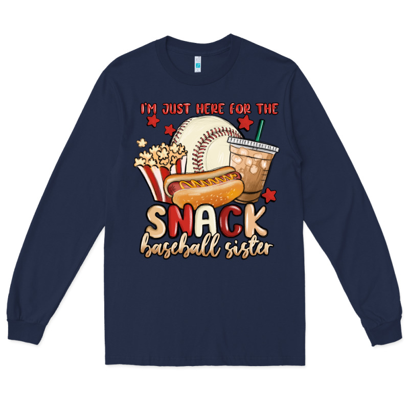 I'm Just Here For The Snack Baseball Sister Long Sleeve Tee by MaliasSmallBusiness | Teevron