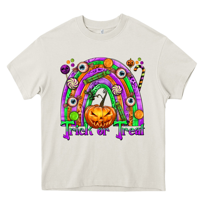 Trick Or Treat Halloween Rainbow Heavy Core Tee by texasbilliewilder | Teevron