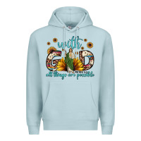 Blue Mist with god all things are possible matthew 19 26 Premium Hoodie - JahusDesignShop
