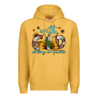 Mustard with god all things are possible matthew 19 26 Premium Hoodie - JahusDesignShop