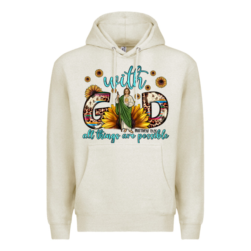 With God All Things Are Possible Matthew 19 26 Premium Hoodie by JahusDesignShop | Teevron