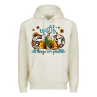 Oatmeal Heather with god all things are possible matthew 19 26 Premium Hoodie - JahusDesignShop