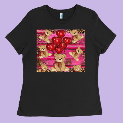 Valentine's Day Tedybear Tumbler Ladies Tee Designed By Ranaportraitstore