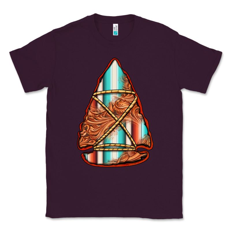 Turquoise Serape Tooled Leather Arrowhead Classic Tee by Jasminsmagicworld | Teevron
