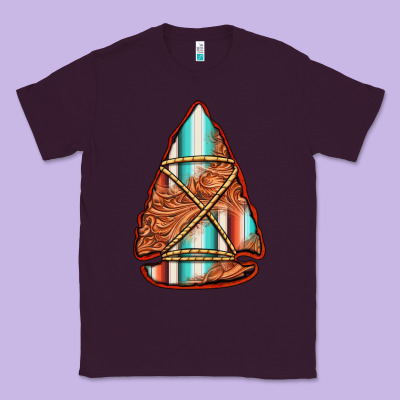 Turquoise Serape Tooled Leather Arrowhead Classic Tee Designed By Jasminsmagicworld