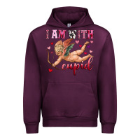 Mauve Wine i am with cupid Urban Hoodie - OliviaCreatesArt