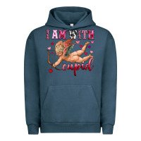 Pigment Midnight Navy i am with cupid Urban Hoodie - OliviaCreatesArt