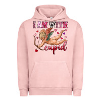 Pigment Salmon i am with cupid Urban Hoodie - OliviaCreatesArt