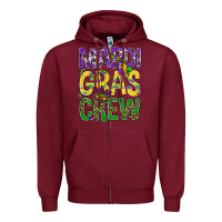 Burgundy Mardi Gras crew Zipper Hoodie - BundleAndBundleShop