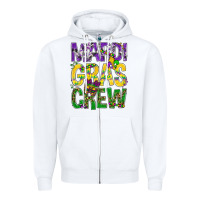 White Mardi Gras crew Zipper Hoodie - BundleAndBundleShop