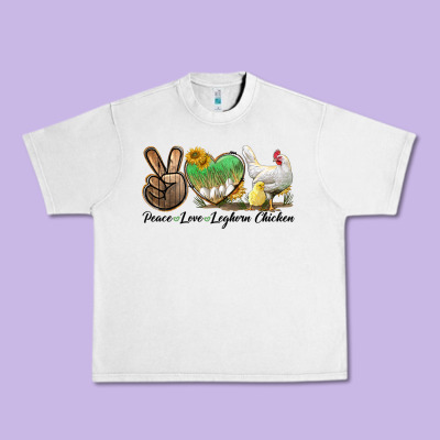 Peace Love Leghorn Chicken Urban Heavy Tee Designed By Lillyallendesigns