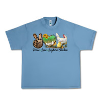 Pebble Blue Peace Love Leghorn Chicken Urban Heavy Tee - LillyAllenDesigns