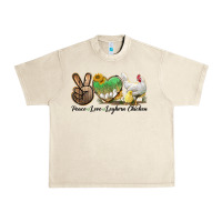 Sandshell Peace Love Leghorn Chicken Urban Heavy Tee - LillyAllenDesigns