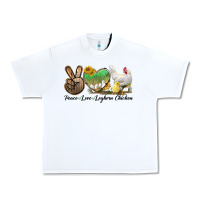 White Peace Love Leghorn Chicken Urban Heavy Tee - LillyAllenDesigns