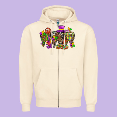 Mardi Gras Dental Zipper Hoodie Designed By Bundleandbundleshop