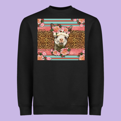 Llama And Roses Glitter Heavyweight Sweatshirt Designed By Lillyallendesigns
