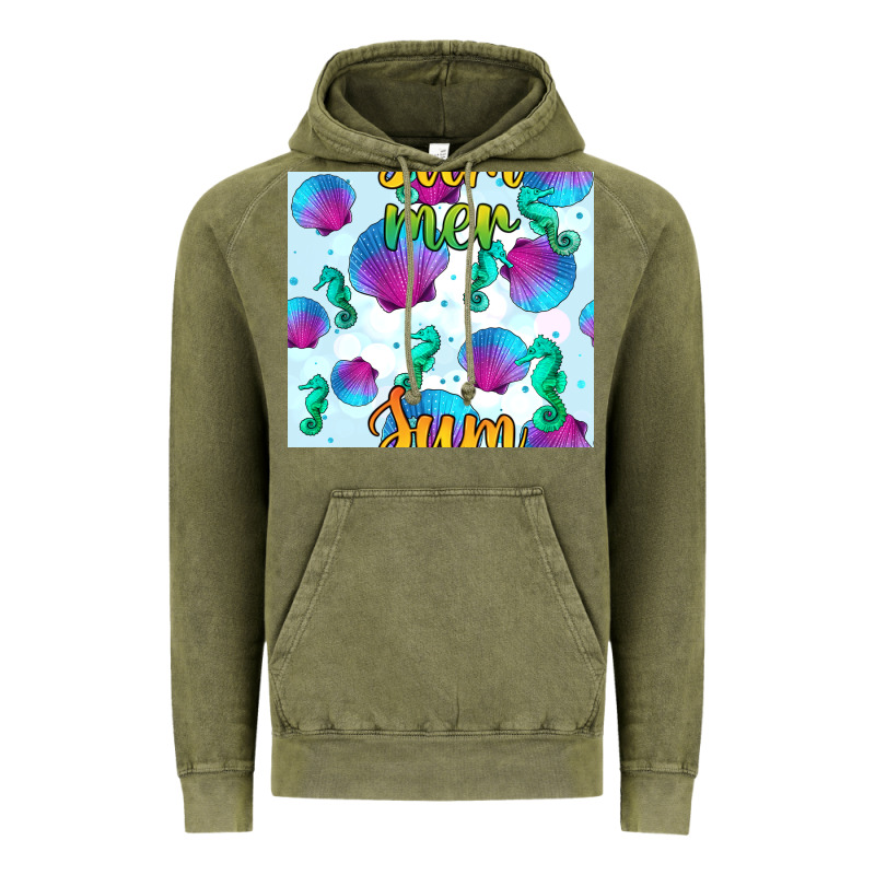 Seahorse And Sea Shell Seamless Pattern Vintage Hoodie by BundleAndBundleShop | Teevron
