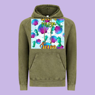 Seahorse And Sea Shell Seamless Pattern Vintage Hoodie Designed By Bundleandbundleshop