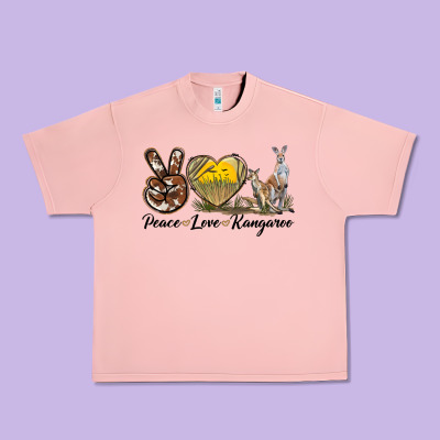 Peace Love Kangaroo Urban Heavy Tee Designed By Lillyallendesigns