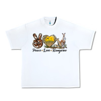 White Peace Love Kangaroo Urban Heavy Tee - LillyAllenDesigns