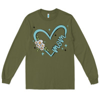 Army Green mom with heart and flowers Long Sleeve Tee - MaliasSmallBusiness