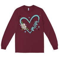 Burgundy mom with heart and flowers Long Sleeve Tee - MaliasSmallBusiness