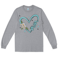 Heather Grey mom with heart and flowers Long Sleeve Tee - MaliasSmallBusiness
