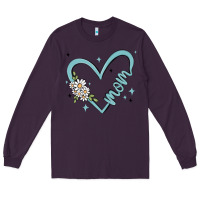 Plum mom with heart and flowers Long Sleeve Tee - MaliasSmallBusiness