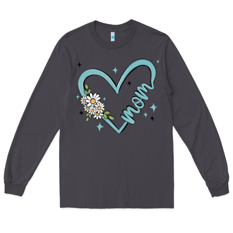 Mom With Heart And Flowers Long Sleeve Tee by MaliasSmallBusiness | Teevron