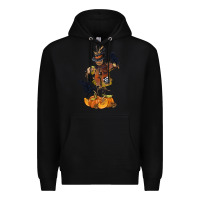 Black Scarecrow with Pumpkin Premium Hoodie - texasbilliewilder