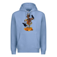 Colony Blue Scarecrow with Pumpkin Premium Hoodie - texasbilliewilder