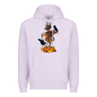 Lilac Scarecrow with Pumpkin Premium Hoodie - texasbilliewilder
