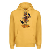 Mustard Scarecrow with Pumpkin Premium Hoodie - texasbilliewilder