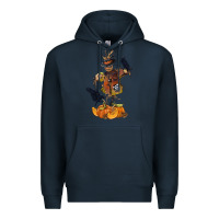 Navy Scarecrow with Pumpkin Premium Hoodie - texasbilliewilder